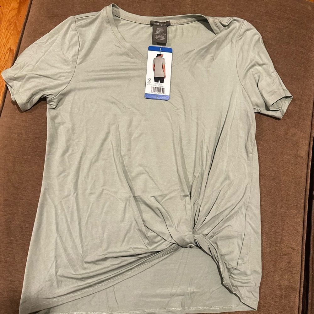 Women's Green Knot Front Top